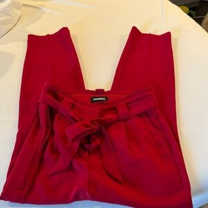 Express Women's Bold Red Belted Pants